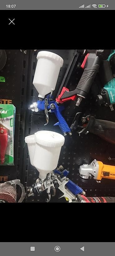 elektrikli boya vuran: Boyama üçün püskürdücü tapança (spray gun) dəsti - Üst hissədə — 1