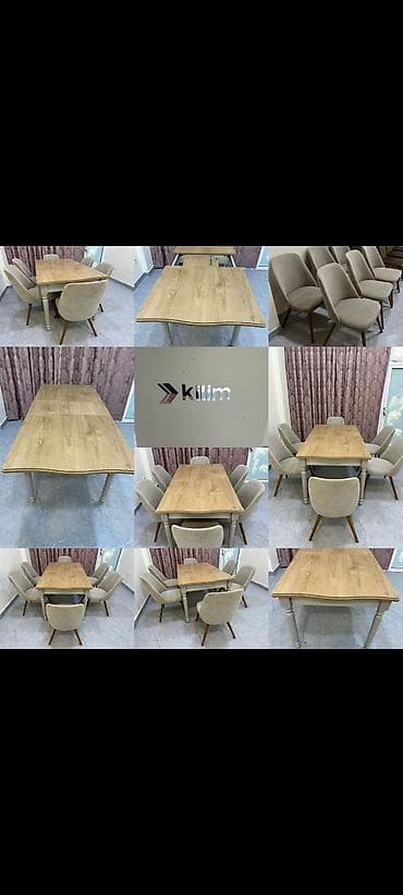 Qonaq otağı üçün, İşlənmiş, Dördbucaq masa, 6 stul