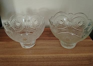 bayram sufreleri: Kəsikli naxışlı şüşə qablar – 2 ədəd dəst - Material: qalın, şəffaf — 1