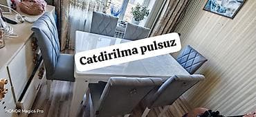 ucuz stol: Masa dəsti masası mdf açılır 6 oturacaqla çatdırılma pulsuz 290 — 1