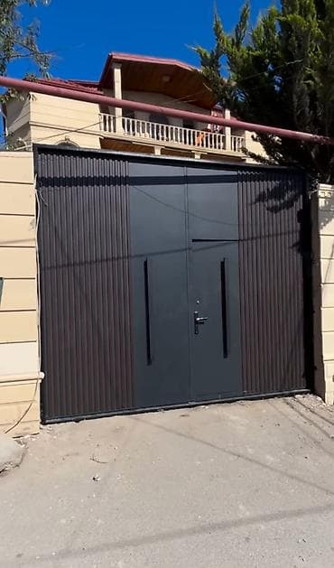 heyet darvazaları: Yeni Dəmir Həyət darvazası, Yana açılan, Mexaniki, Qapı ilə, rəng - Qara, Kredit yoxdur, Pulsuz quraşdırma, Pulsuz çatdırılma — 6