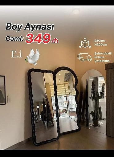 Güzgü Döşəmə üstü, Dekorativ, Çərçivə ilə lalafo.az -da Güzgü Döşəmə üstü, Dekorativ, Çərçivə ilə