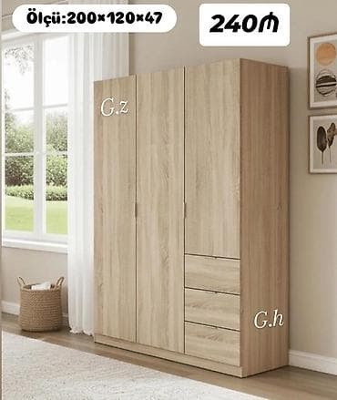 3 qapılı, Siyirməli, Qəhvəyi, Açılan, Düz dolab