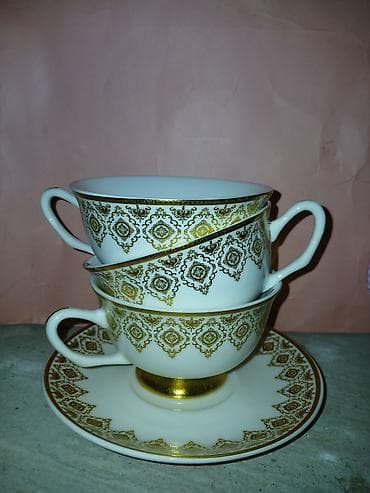 3 d qelem: Çay dəsti, rəng - Ağ, Farfor — 2