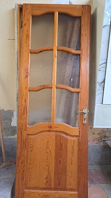 qapilar seyf: Taxta məxməri rəngdə otaq qapıları (şüşəli model) - Material: tam — 2