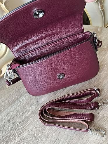 ucuz tap telefonlar: MinMin brendi çiyin çantası – bordo rəng - Material: toxumalı — 3