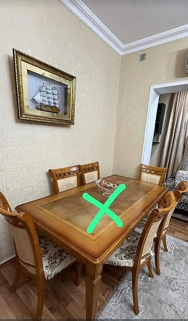 Qonaq otağı üçün, Açılmayan, Dördbucaq masa, 8 stul