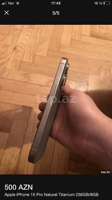 Mobil telefon və aksesuarlar: IPhone 15 Pro, 256 GB, Natural Titanium, Face ID — 4