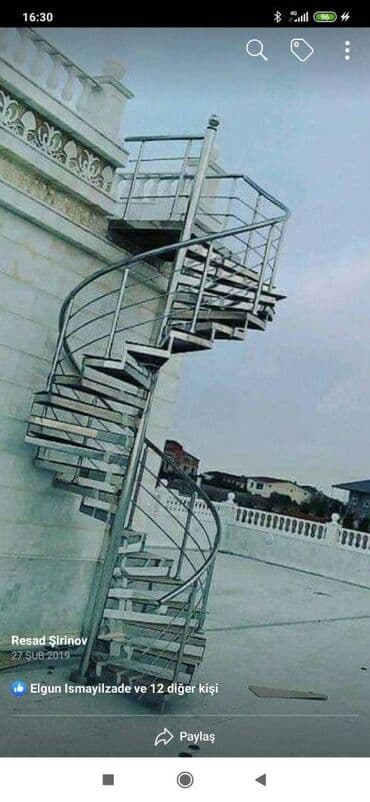 перегородка для лестницы: Metal spiral pilləkən - Material: paslanmayan/galvanizə olunmuş metal — 1