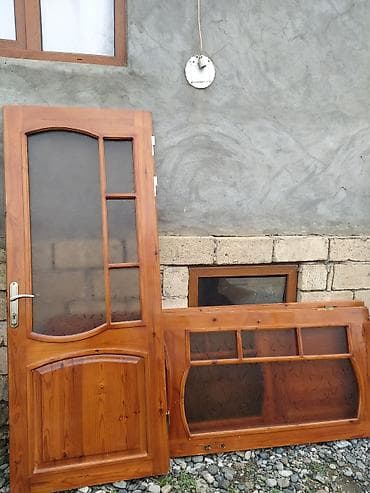 Sendviç panellər: Ağac giriş/otaq qapısı dəsti - Material: tam şam ağacından, laklı — 1