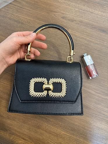 Сумки: ALDO 🖤 Zərif və eleqant qara çanta. Trapez formalı, dəqiq xətləri — 1
