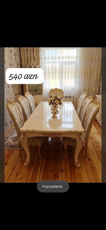 tifani dest: AYNUR 2 💃 Masa desti satilir 8 stul daxil. Masa acilan deyil olcu — 1