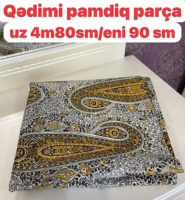 atlaz parca: Qədimi pambıq parça - Material: 100% pambıq - Rəng və naxış: ağ fon — 5