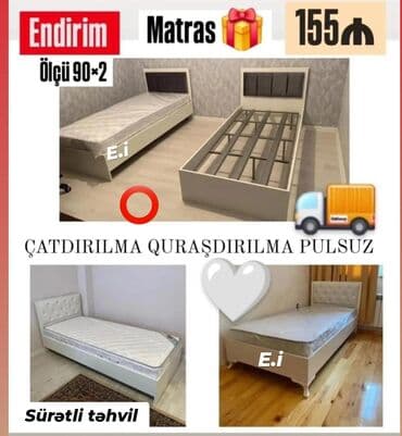 продам матрас бу: Yeni, Təknəfərlik çarpayı, Matras ilə — 1