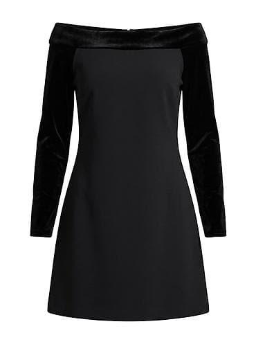 mexmer parca: Qara rəngdə off-shoulder (açıq çiyin) mini don - Klassik qara rəng — 1