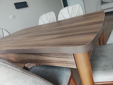 apşifka taxta: Mətbəx üçün, Yeni, Açılan, Dördbucaq masa, 6 stul — 4