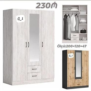 G_1 model geyim dolabı - Ölçü: 200 × 120 × 47 sm - 3 qapılı dizayn