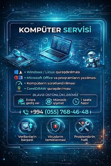 📢 KOMPÜTER TƏMİRİ VƏ PROQRAM YAZILMASI XİDMƏTİ 🔧 Kompüter və Noutbuk