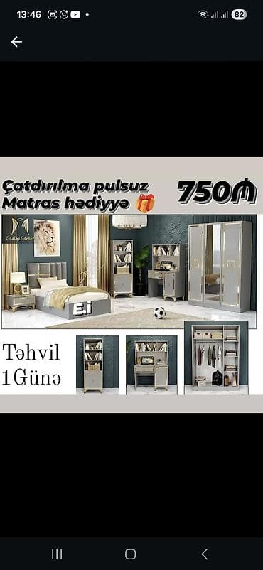 perla gence: Uşaq/yeniyetmə otağı üçün mebel dəsti Dəst tərkibi: - 3 qapılı şkaf — 1