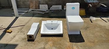 seklər: Hamam-sanitariya dəsti Tərkib: - Birparça unitaz (üst çənli, mexaniki — 4