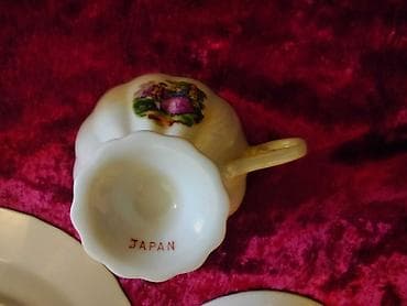 farfor heykelcik: Çay dəsti, rəng - Yaşıl, Farfor, Geisha, 6 nəfərlik, Yaponiya — 3