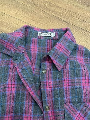 UMALOOK flanel köynək – XL ölçü. - Naxış: boz əsas fonda çəhrayı və — 4