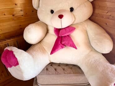 прикатен крем инструкция: Nəhəng plyuş ayı oyuncaq - Rəng: krem-ağ gövdə, tünd çəhrayı — 1