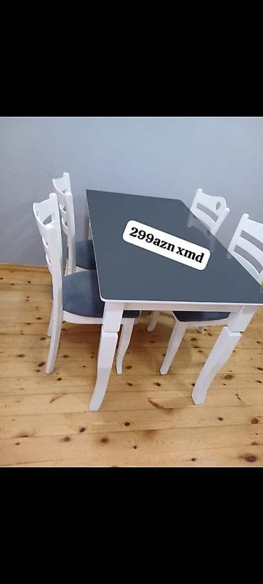 oturaca: Mətbəx/Qonaq otağı üçün masa-stul dəsti - Komplekt: 1 masa + 4 stul - — 1