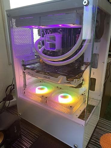 asus komputer: Təcili satilir Oyun/iş PC komplekti – ağ şüşə korpus və ARGB — 3