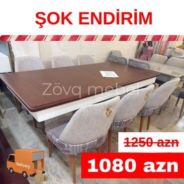 qara sam: Qonaq otağı üçün, Yeni, Açılan, Kvadrat masa, 6 stul — 10