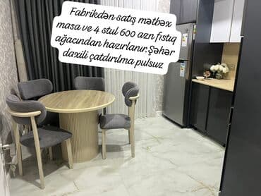 metbext masası: Mətbəx üçün, Yeni, Açılmayan, Yumru masa, 4 stul — 1