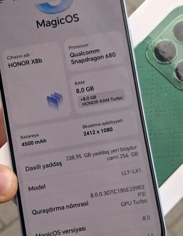 телефон fly 454 nimbus 8: Honor X8b, 256 GB, rəng - Gümüşü — 3
