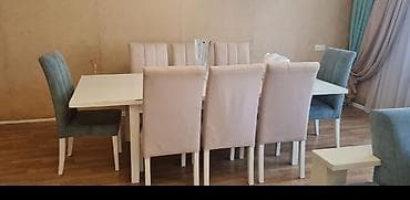Masa Desti 8 stulla 300 AZN satılır keyfiyyetli mebeldi 7 mkrn*afa