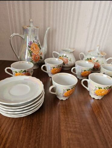 Çay dəsti, rəng - Ağ, Farfor, 6 nəfərlik