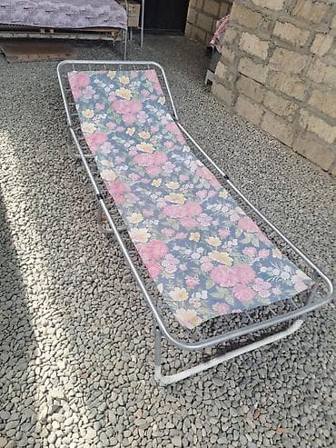 giris qapi: Metall karkaslı qatlanan şezlonq/çarpayı - Material: möhkəm metal — 5
