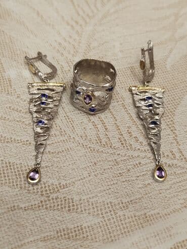 firuzə qaşlı uzuklər: Zərgərlik dəstləri və sırğalar kolleksiyası - Emal işləməli — 5