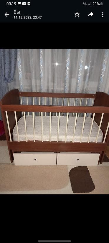 ortopedik matras: Uşaq beşiyi – taxta karkaslı, klassik model - Material: ağac dekorlu — 3