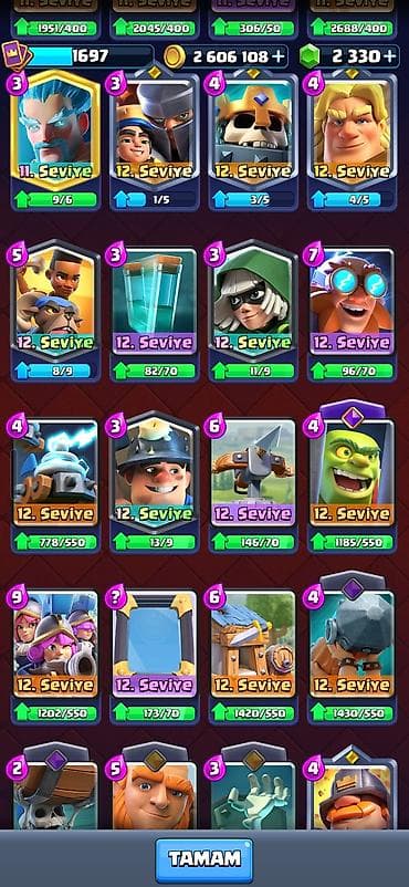 Clash royale hesabı. Hesabda 2 milyon altın və 2 min elmas var — 5