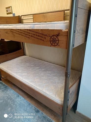 matras taxt: Oğlan və qız üçün, Çarpayı, Matras ilə, Siyirməsiz, Dəmir — 3