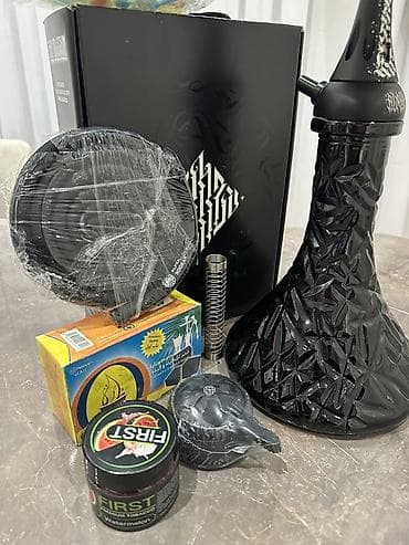 Alfa Hookah komplekti – şık qara dizayn, kalliqrafik naxışlarla — 3
