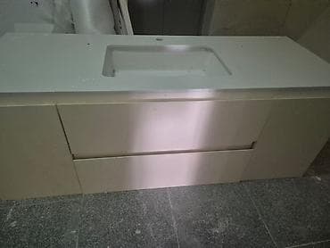ucuz dolap: Hamam üçün müasir dolab və inteqrə edilmiş lavabodan ibarət modul — 1