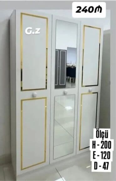 Mətbəx mebeli: Açılan, 3 qapılı Düz dolab, Qarderob, paltar dolabı — 1