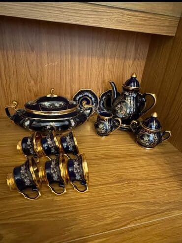 çay servisi: Çay dəsti, rəng - Göy, Farfor — 1