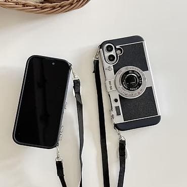 telefon kabro: Retro fotoaparat dizaynlı telefon qabı və asma kəmər dəsti - Dizayn — 2