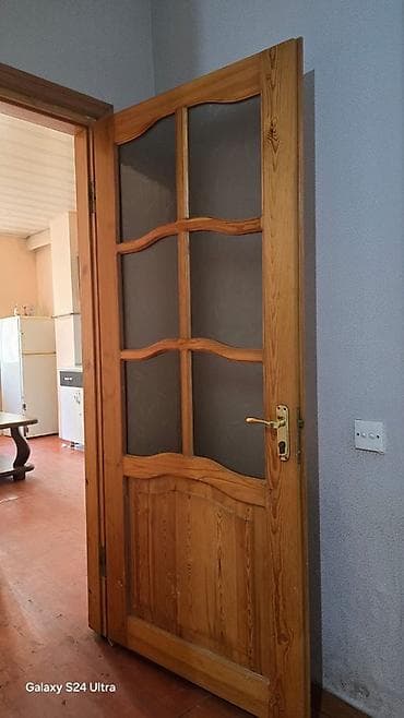 sonata qapi: Məhsul: Taxta otaq qapısı, şüşəli model - Material: Təbii ağac (şam — 1