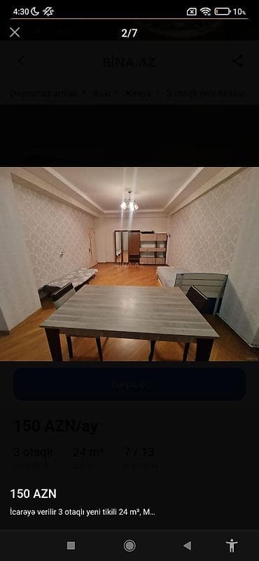 шеки: Kirayə verilir: 3 otaqlı yeni tikili mənzil - Sahə: 24 m² (elan — 3