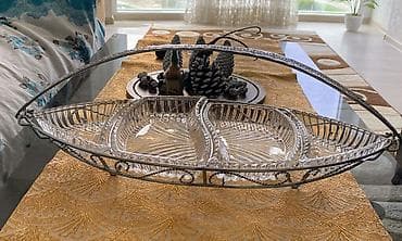 demir dekor: Şüşə Servis Qabı – bölməli, dəmir karkaslı - Material: şəffaf bərk — 3