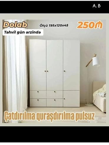 işlənmiş paltar şkafı: 5 qapı, Güzgülü, Qara, Açılan, Düz dolab — 8