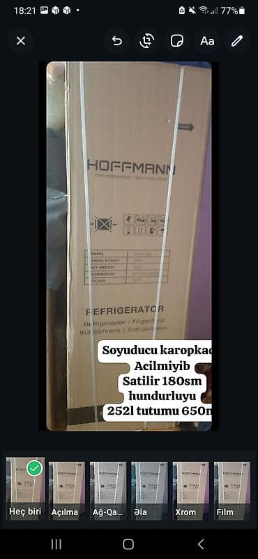 mini soyudu: Yeni 2 qapılı Hoffman Soyuducu Satılır, rəng - Boz — 1