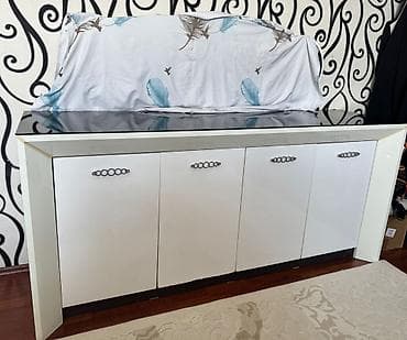 Ağ-qrafit rəng çalarında vitrin-bufet dəsti - Material: korpus – — 4
